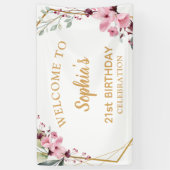 さくらんぼの花21歳の誕生日の大きな歓迎バナー 横断幕 (縦)