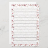 さくらんぼの花、ひな形のサイズ: 5.5インチx 8.5インチ 便箋 (正面/裏面)