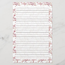 さくらんぼの花、ひな形のサイズ: 5.5インチx 8.5インチ 便箋