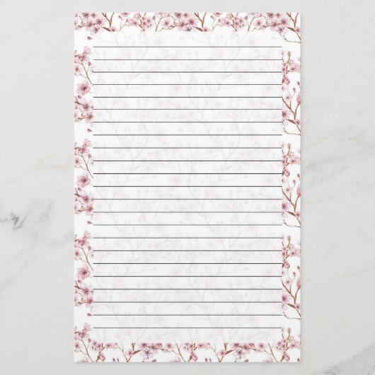 さくらんぼの花、ひな形のサイズ: 5.5インチx 8.5インチ 便箋 (正面)
