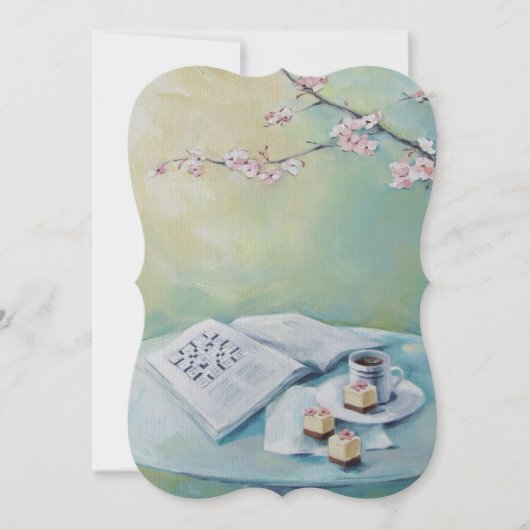 さくらんぼの花、コーヒー、クロスワード空白の招待状 招待状 (正面)