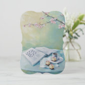 さくらんぼの花、コーヒー、クロスワード空白の招待状 招待状 (スタンド正面)