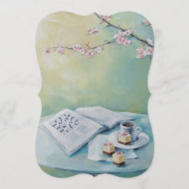 さくらんぼの花、コーヒー、クロスワード空白の招待状 招待状