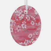 さくらんぼの花、シームレス、水の色のパターン。 ガラスオーナメント (正面右)