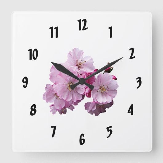 さくらんぼの花 スクエア壁時計 (正面)