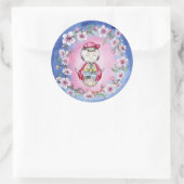 「さくらんぼの花」スタンプ ラウンドシール (バッグ)