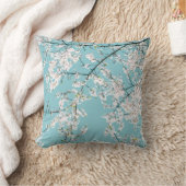 さくらんぼの花：ターコイズフローラの傾向 クッション (ブランケット)