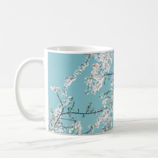 さくらんぼの花:ターコイズフローラの傾向 コーヒーマグカップ (左)