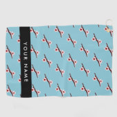 さくらんぼの花、ピンクの桜、あなたの名前 ゴルフタオル (横)