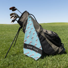 さくらんぼの花、ピンクの桜、あなたの名前 ゴルフタオル