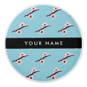 さくらんぼの花、ピンクの桜、あなたの名前 セラミックノブ (正面)