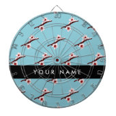 さくらんぼの花、ピンクの桜、あなたの名前 ダーツボード (正面)