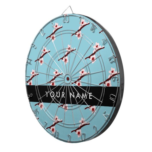 さくらんぼの花、ピンクの桜、あなたの名前 ダーツボード (正面右)