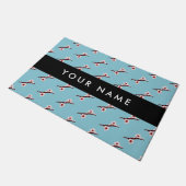 さくらんぼの花、ピンクの桜、あなたの名前 ドアマット (アングル)