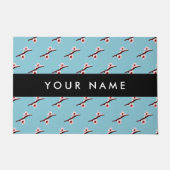 さくらんぼの花、ピンクの桜、あなたの名前 ドアマット (正面)