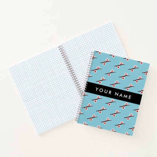 さくらんぼの花、ピンクの桜、あなたの名前 ノートブック (内部)