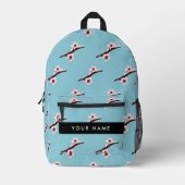 さくらんぼの花、ピンクの桜、あなたの名前 プリントバックパック (正面)