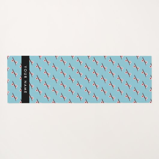 さくらんぼの花、ピンクの桜、あなたの名前 ヨガマット (裏面(横))