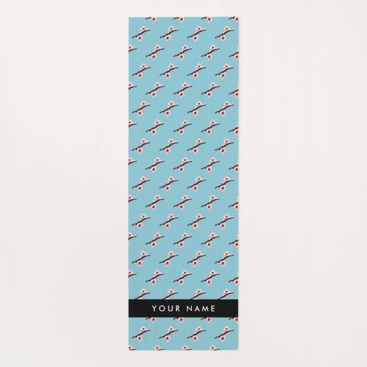 さくらんぼの花、ピンクの桜、あなたの名前 ヨガマット (裏面)