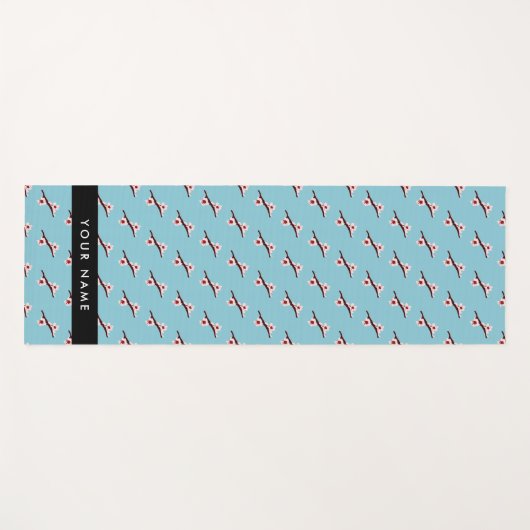 さくらんぼの花、ピンクの桜、あなたの名前 ヨガマット (正面(横))