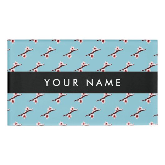 さくらんぼの花、ピンクの桜、あなたの名前 名札 (正面)