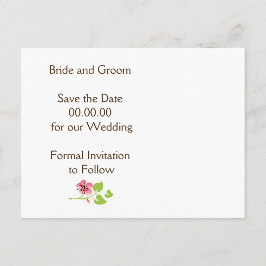 さくらんぼの花、メイスンジャーズの結婚式の日付を保存 案内ポストカード (裏面)