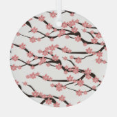 さくらんぼの花：ヴィンテージ白シームレス。 ガラスオーナメント (裏面)