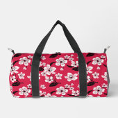 さくらんぼの花 – 抹茶グリーンの桜模様 ダッフルバッグ (正面)