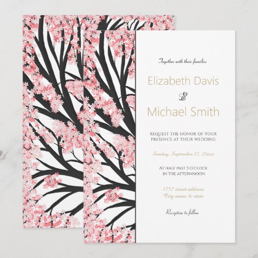 さくらんぼの花 招待状 (正面/裏面)