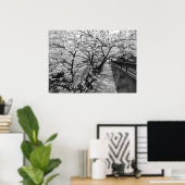 さくらんぼの花:東京都目黒川(黒・白) ポスター (ホームオフィス)