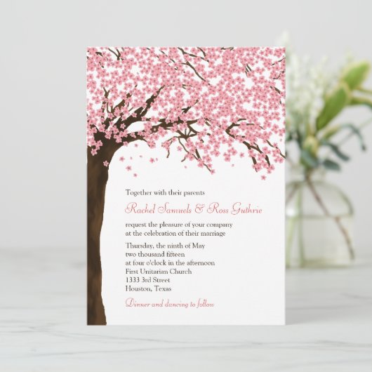 さくらんぼの花/桜の水の色結婚の 招待状 (スタンド正面)