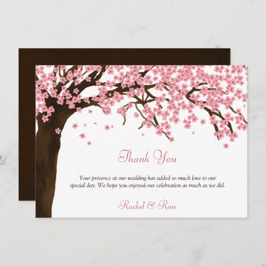 さくらんぼの花/桜の水彩ありがとう サンキューカード (正面/裏面)