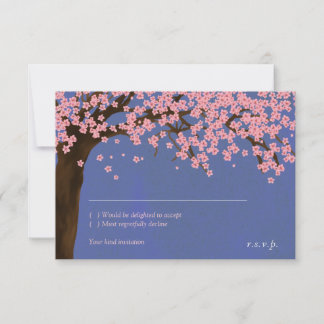 さくらんぼの花/桜の水彩(夜)RSVP 招待状