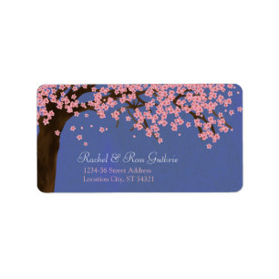 さくらんぼの花/桜の水色(夜)アドレス ラベル