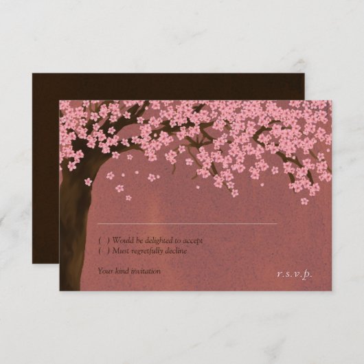 さくらんぼの花/桜水彩（夕暮れ）RSVP 招待状 (正面/裏面)