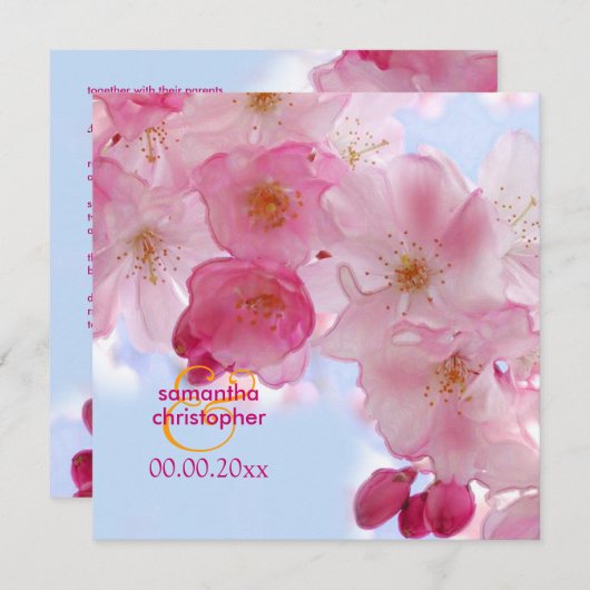 さくらんぼの花/桜結婚式招待状 招待状 (正面/裏面)