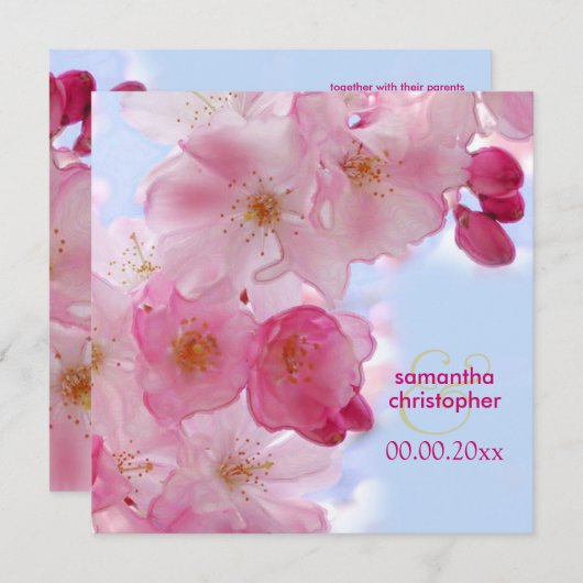 さくらんぼの花/桜結婚式招待状 招待状 (正面/裏面)