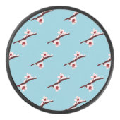 さくらんぼの花、桜、ピンクの花のパターン アイスホッケーパック (正面)