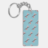 さくらんぼの花、桜、ピンクの花のパターン キーホルダー (正面左)