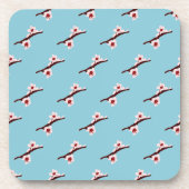 さくらんぼの花、桜、ピンクの花のパターン コースター (正面)