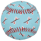 さくらんぼの花、桜、ピンクの花のパターン ソフトボール (裏面)