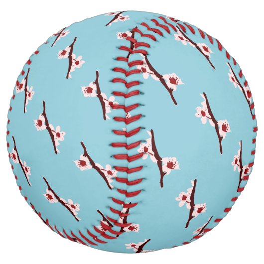 さくらんぼの花、桜、ピンクの花のパターン ソフトボール (アングル)