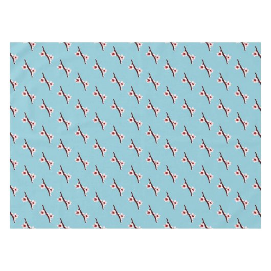 さくらんぼの花、桜、ピンクの花のパターン テーブルクロス (正面(横))