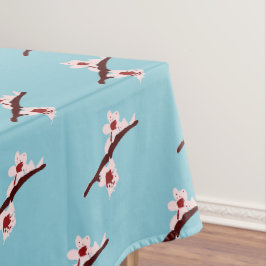 さくらんぼの花、桜、ピンクの花のパターン テーブルクロス