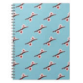 さくらんぼの花、桜、ピンクの花のパターン ノートブック (正面)