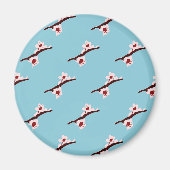 さくらんぼの花、桜、ピンクの花のパターン マグネット (正面)