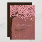 さくらんぼの花/桜（夕暮れ）水の色結婚の 招待状 (正面/裏面)