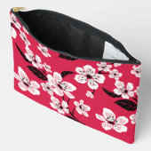 さくらんぼの花 – 赤の桜パターン アクセサリーポーチ (見開き)