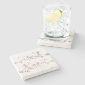 さくらんぼの花 – 透明な背景 ストーンコースター (横)