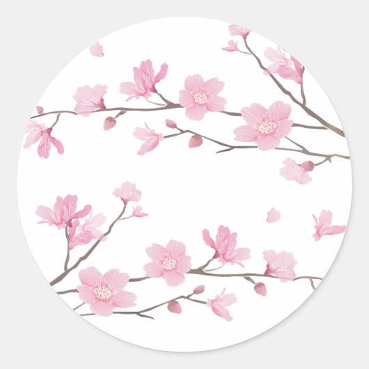 さくらんぼの花 – 透明 – 背景 ラウンドシール (正面)